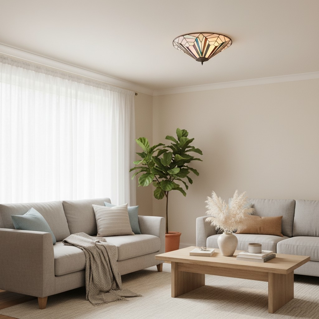 TF Astoria Modern Deco Flush Mount Ceiling Light with Textured Glass - Elegant Home Lighting Fixture T1043