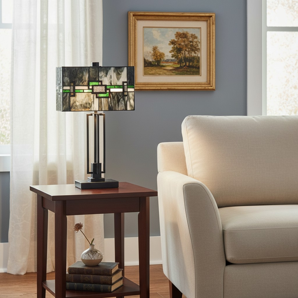 Culletto Mosaic Rectangular Stained Glass Table Lamp T646