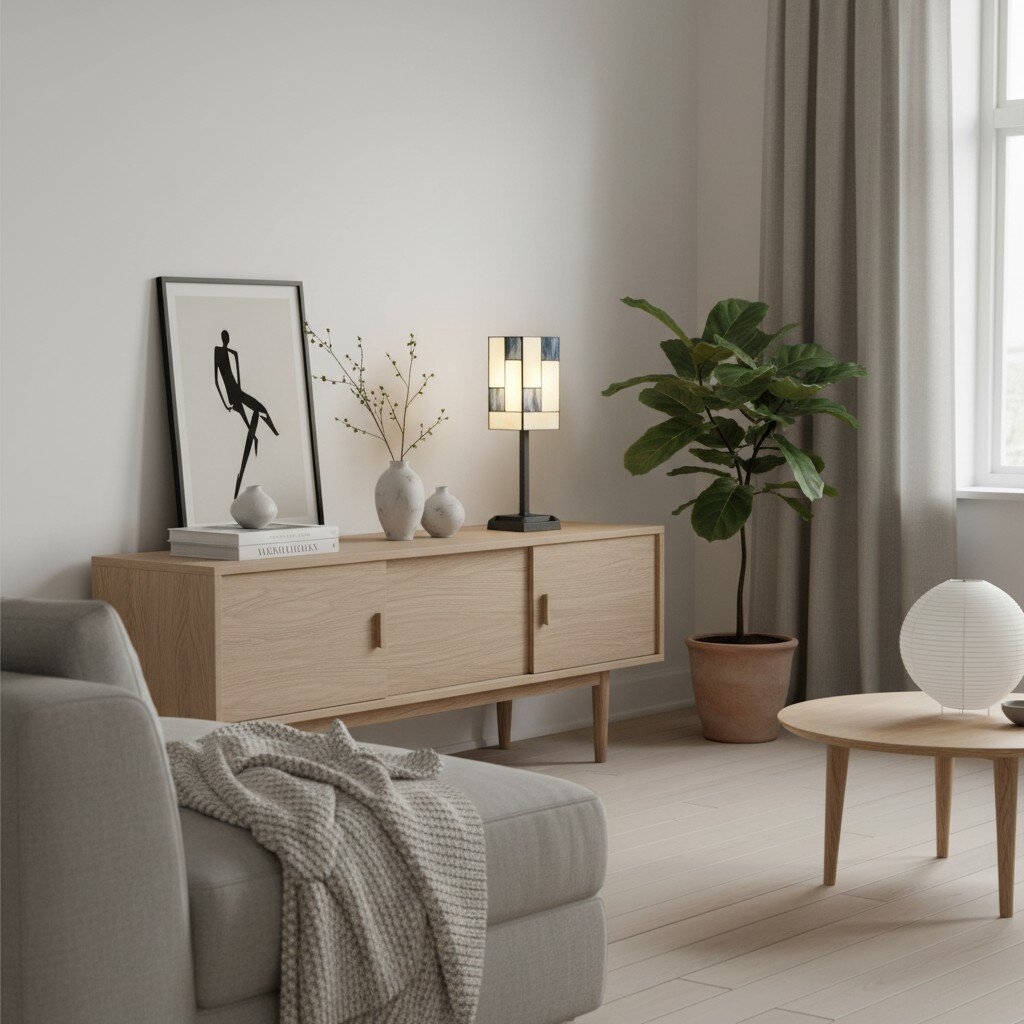 TF Manchester Square Table Lamp - Geometric Glass and Metal for Bedroom and Living Room T1056