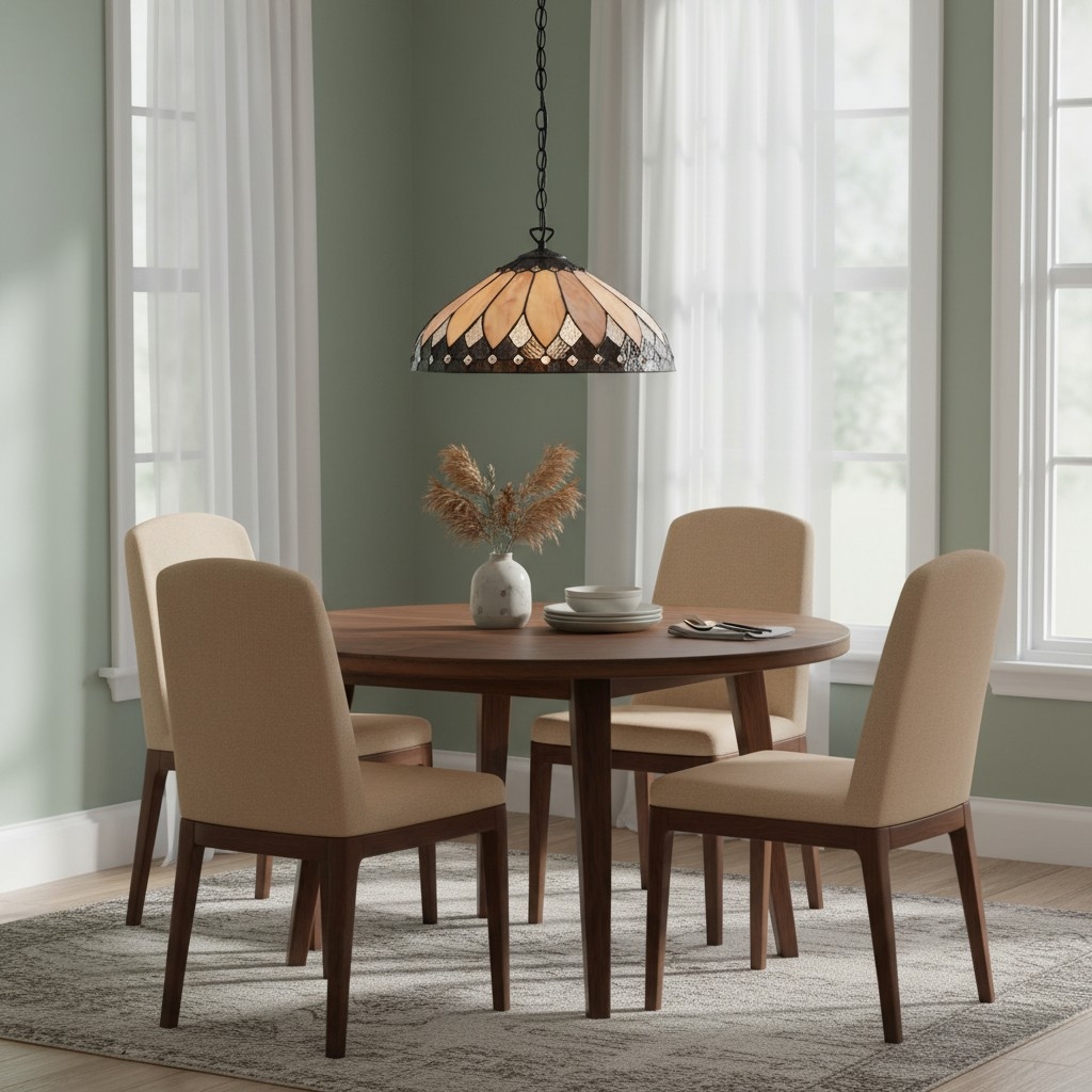 TF Brooklyn Pendant Light - Pendant Light with Geometric Stained Glass Art Deco Style for Dining Rooms T911