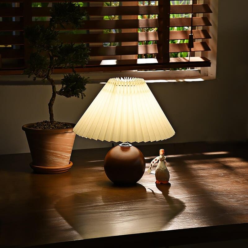 Modern Pleated Table Lamp Beside Lamp