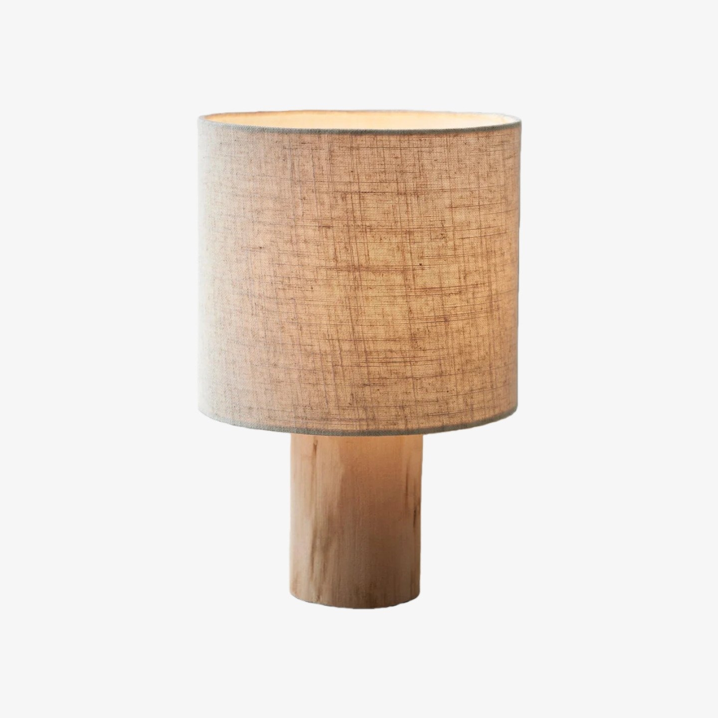 Linemora Simple Wooden Base Table Lamp - Natural Linen Cylindrical Shade T985