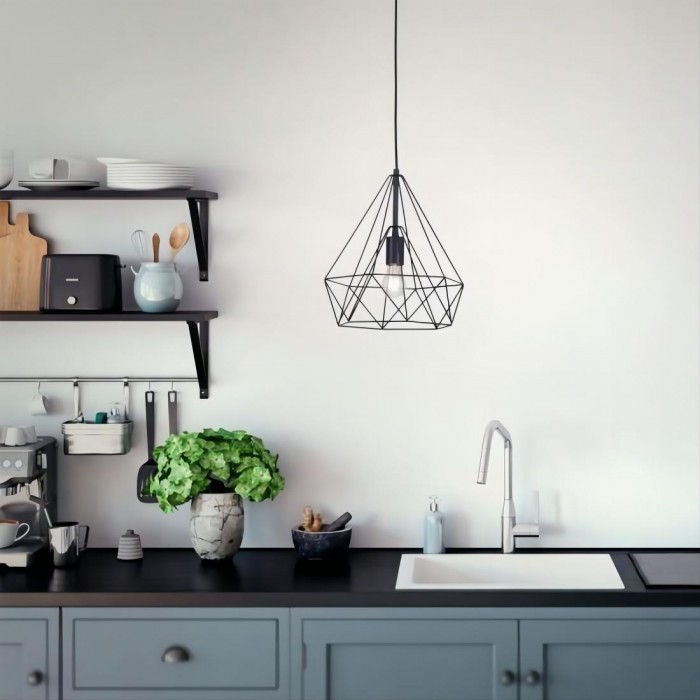 Black Wire Metal Pendant Light