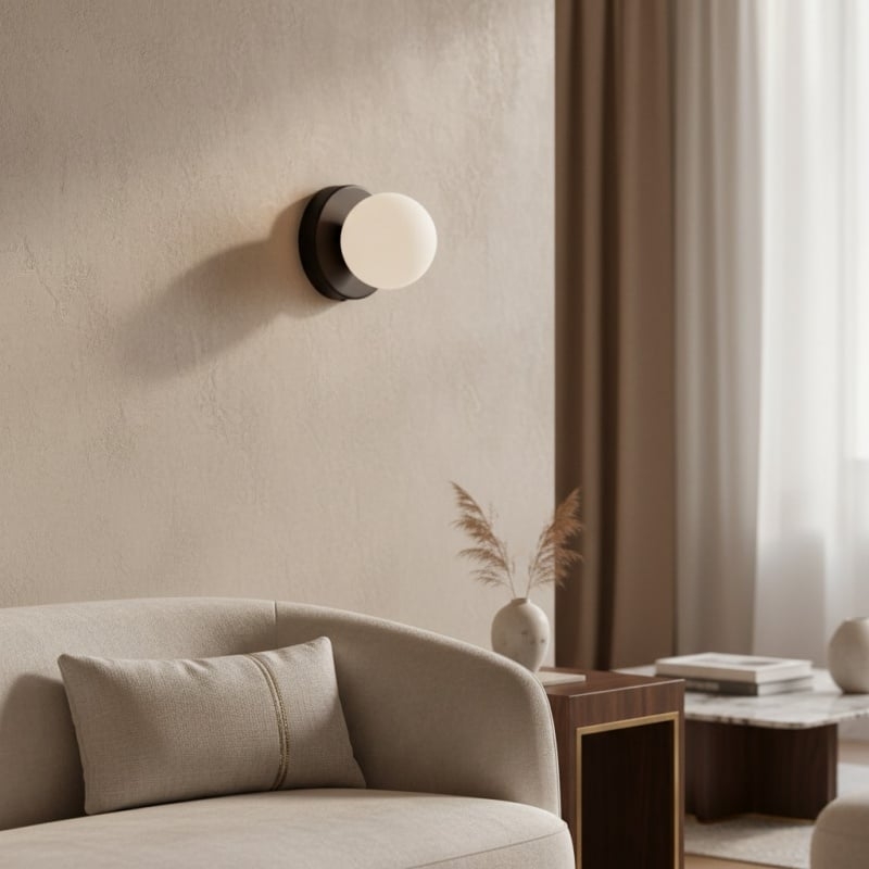 Nuevola Round Wall Lamp - Modern Metal and Glass for Hallways and Living Rooms T528