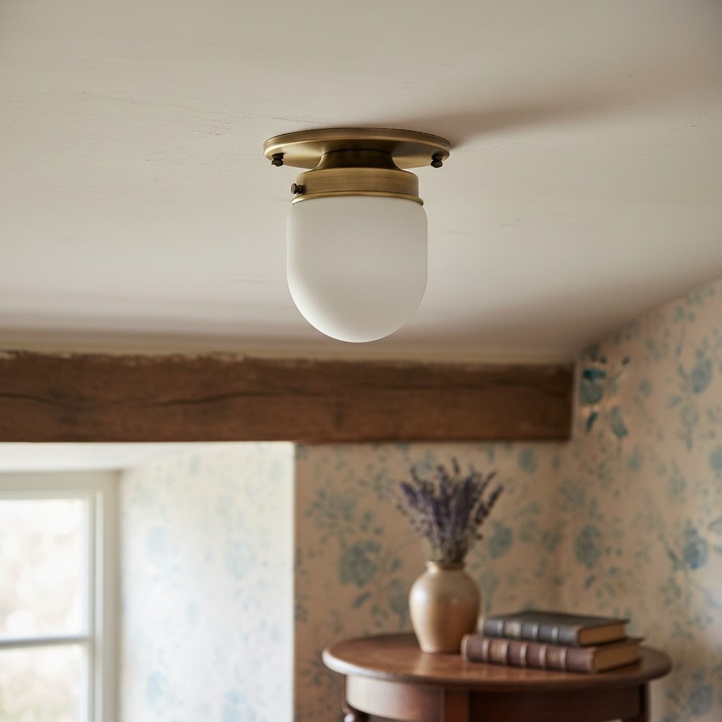 Opal Globe Ceiling and Wall Flush Mount - Art Deco Light for Corridor T300