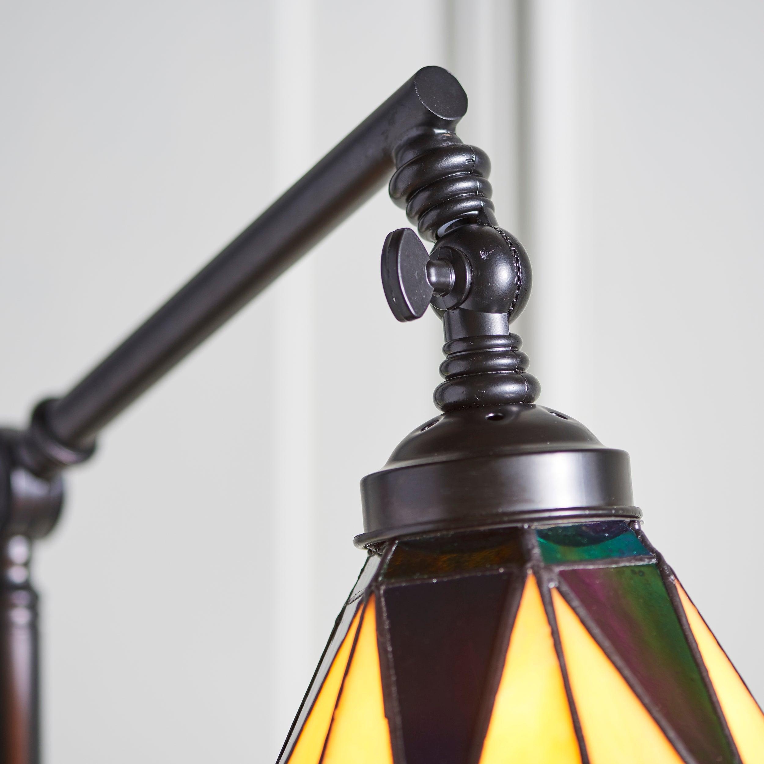 TF Dark Star Tiffany Task Floor Lamp - Art Deco Stained-Glass Floor Light for Living Room T1048