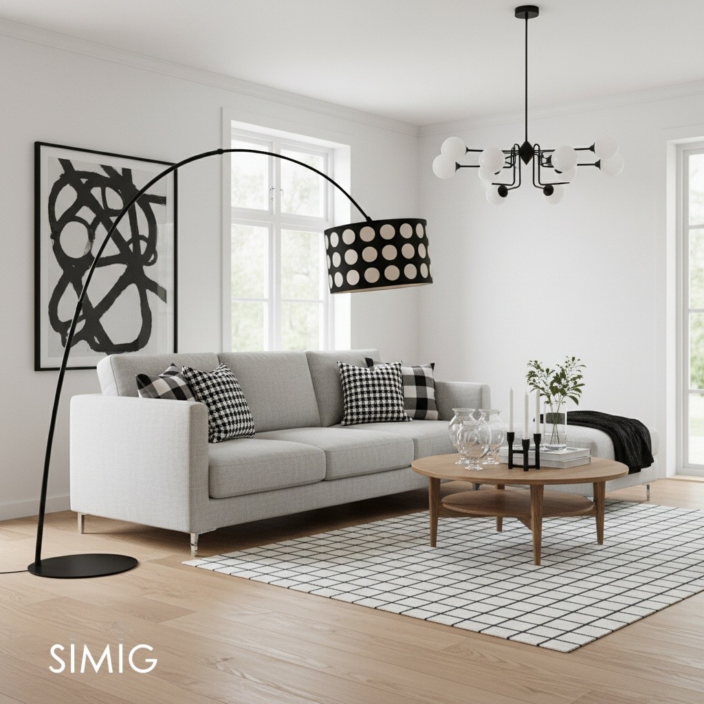 Geometry Polka Arc Fabric Floor Lamp S363