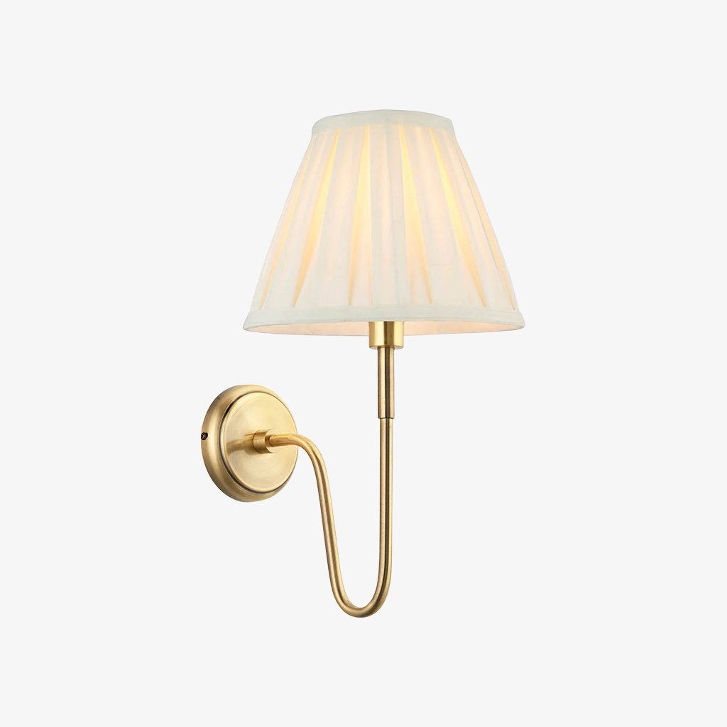 Ivoralux Tapered Fabric Wall Light - Modern Classic Curved Arm Sconce for Hallways or Bedrooms T948