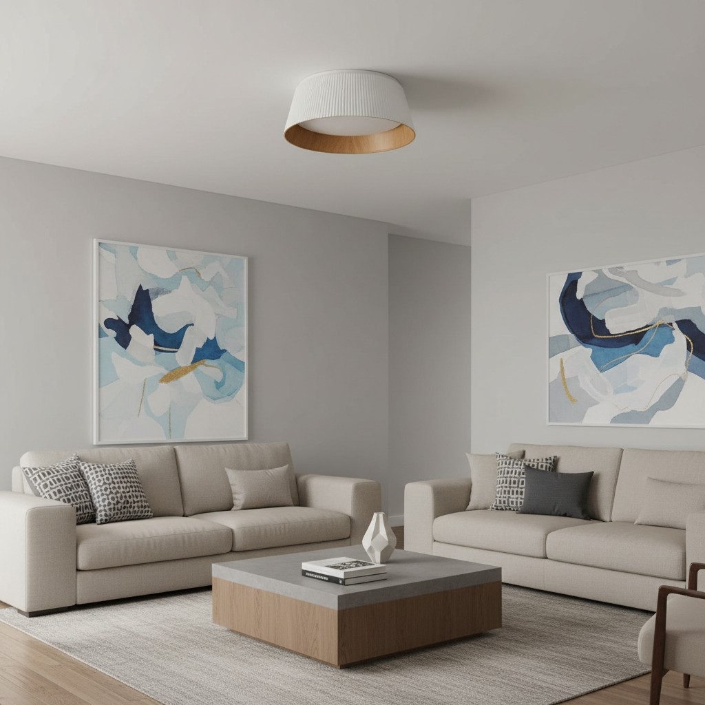 Ribravo Modern Ribbed Textured Shade Ceiling Lamp - Modern Minimalist Lamp for Living Room T1157