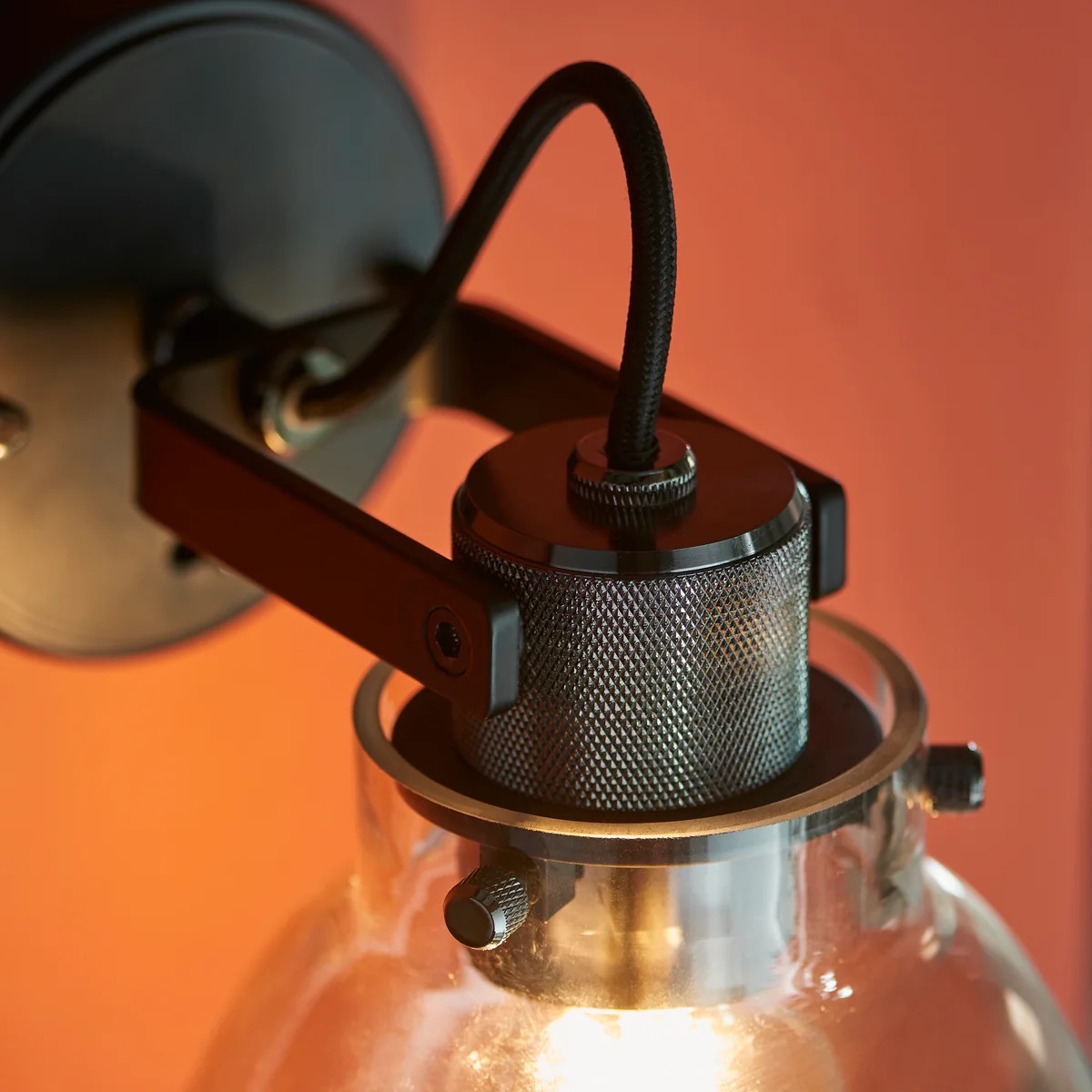 Readium Modern Glass-Shaded Wall Lamp - Adjustable Head for Bedrooms and Hallways T873