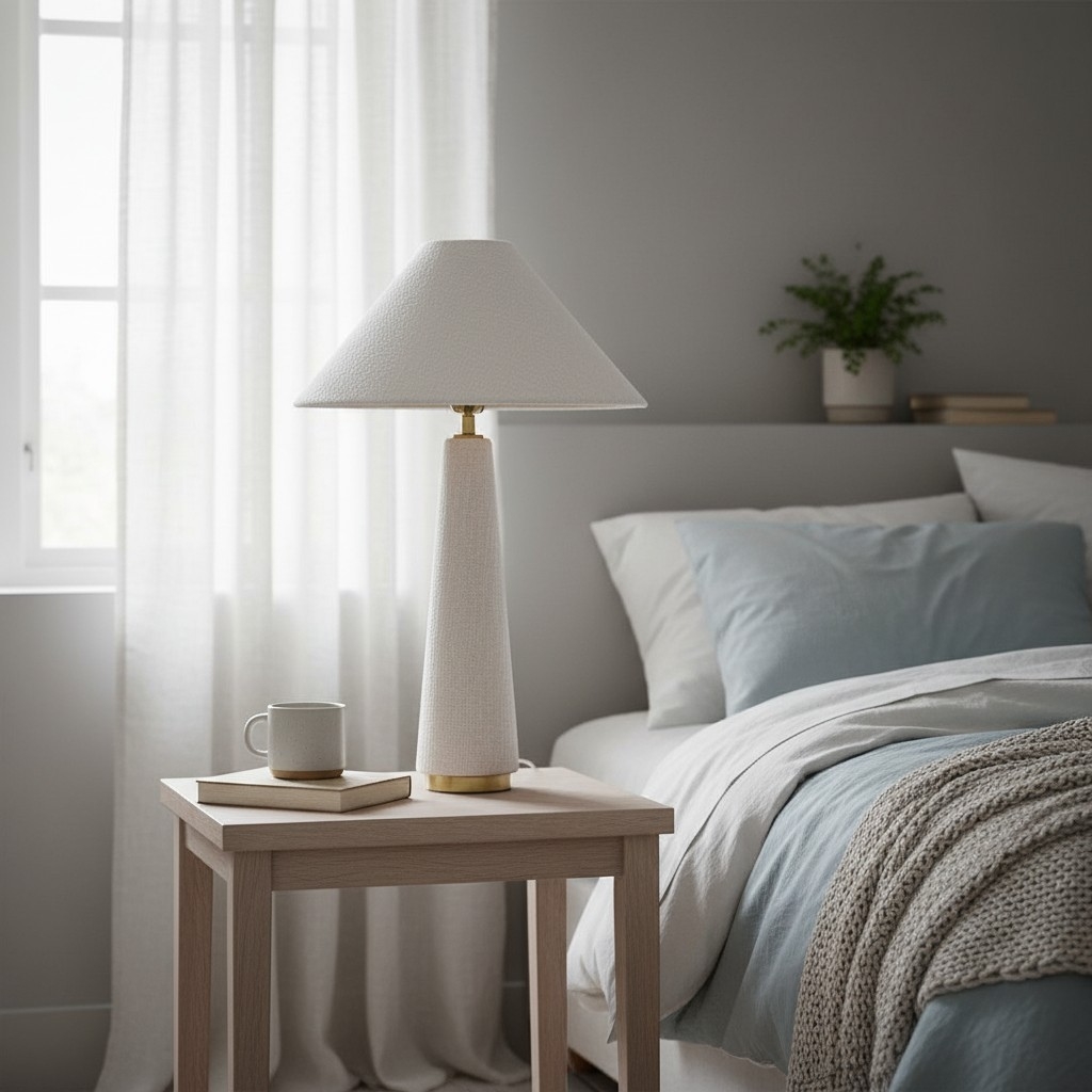 Ceruna Cone Shaded Table Lamp - Elegant Fabric for Living Room and Entryway T720