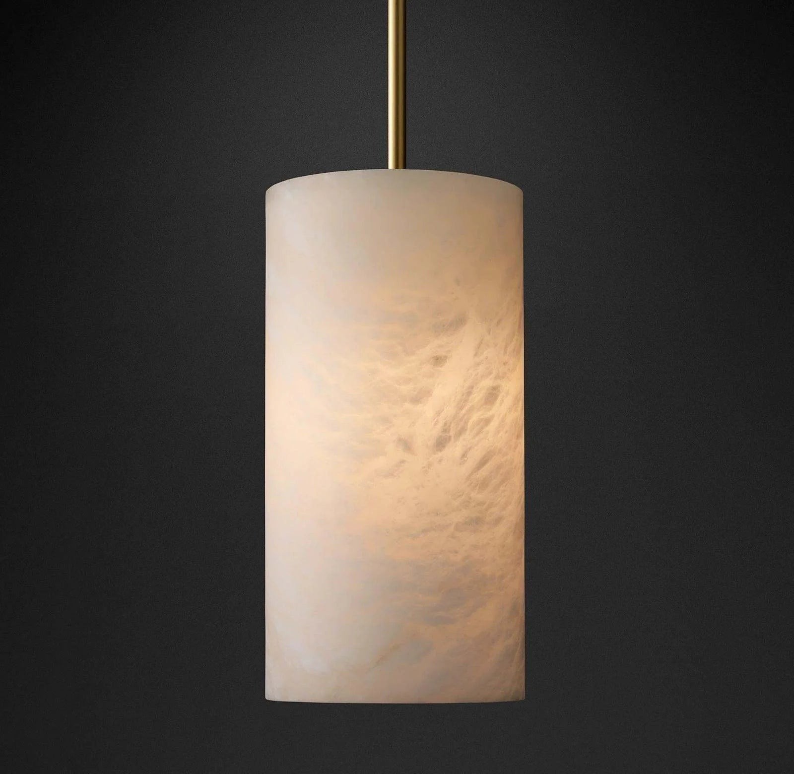 Hand Carved Alabaster Cylinder Pendant Light T115
