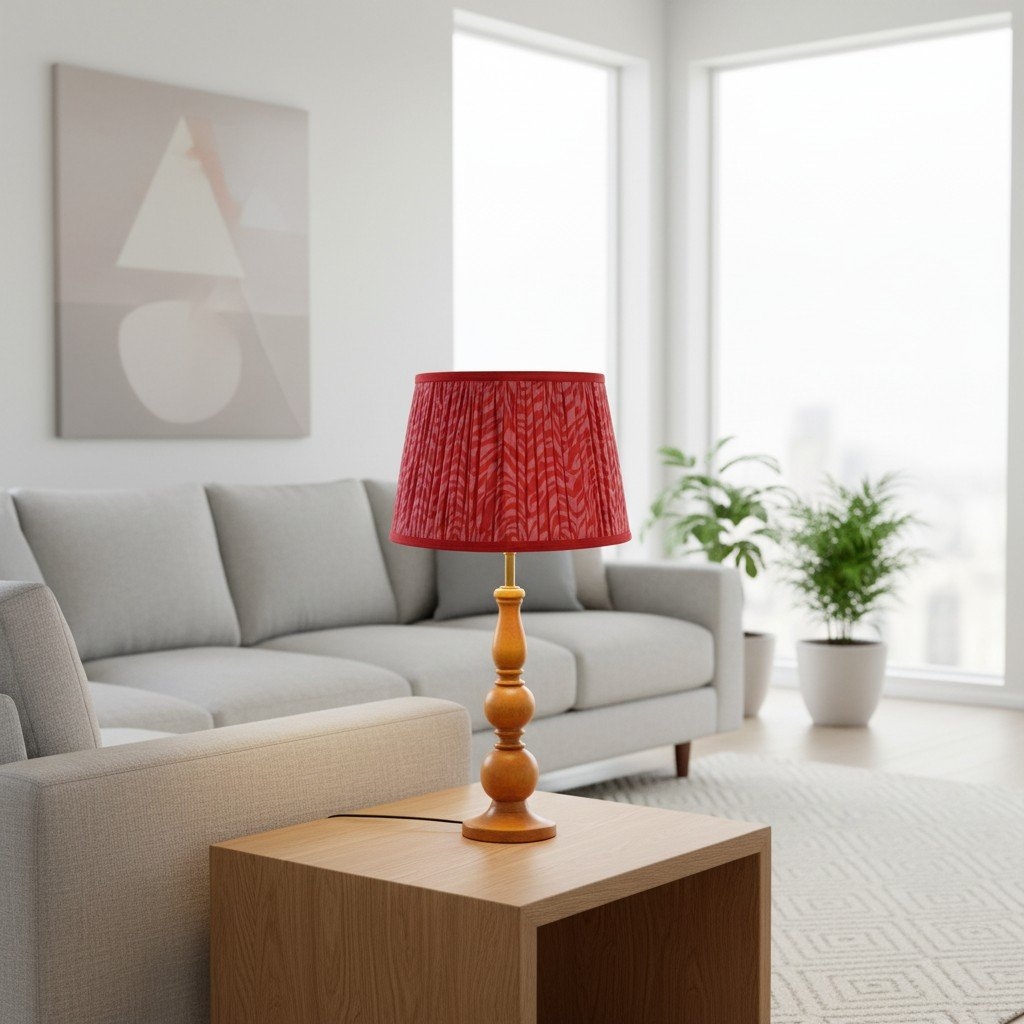 Grainora Table Lamp - Wooden Base with Fabric Shade for Living T568