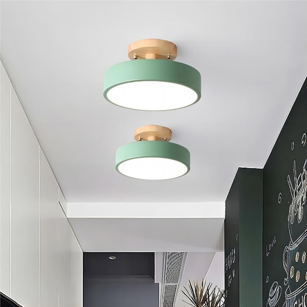 Nordic Macaroon Wooden Round Ceiling Lamp S90