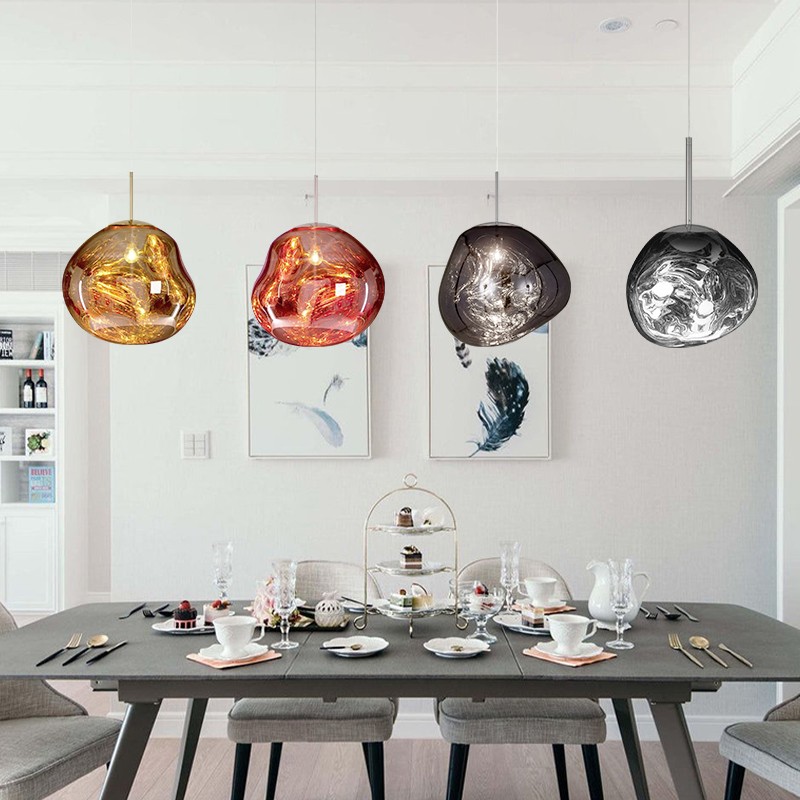 Glass Dynamic Pendant Light - Artistic Metallic Glow Pendant for Dining Area S54