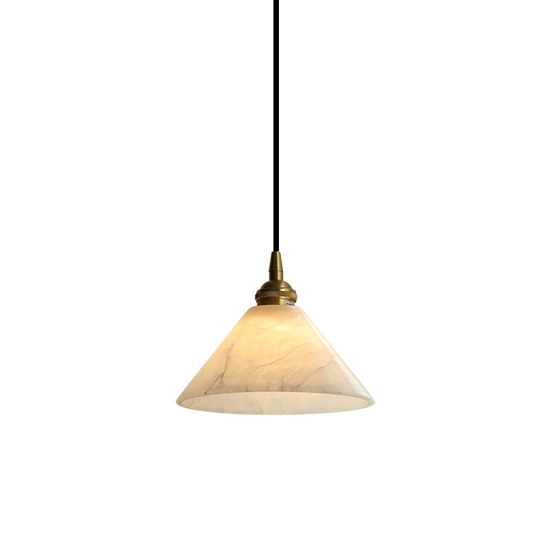 Conical Brass Alabaster Pendant Lamp T1649