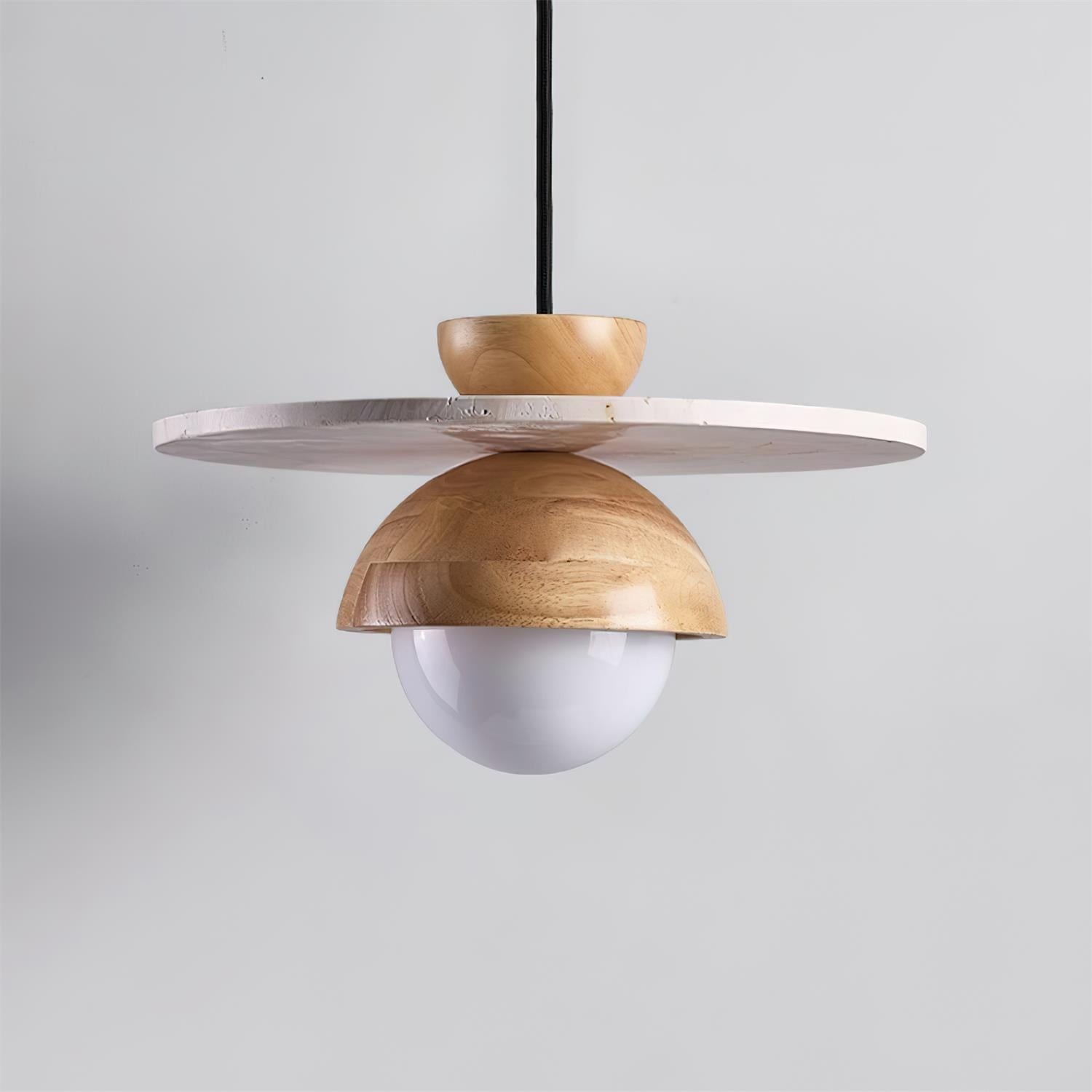 Travertine Disc Hemispherical Wooden Lampshade Chandelier P029