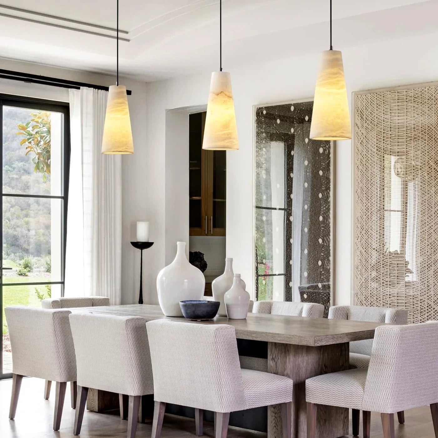 Aurora Pillar Alabaster Pendant Light T2171