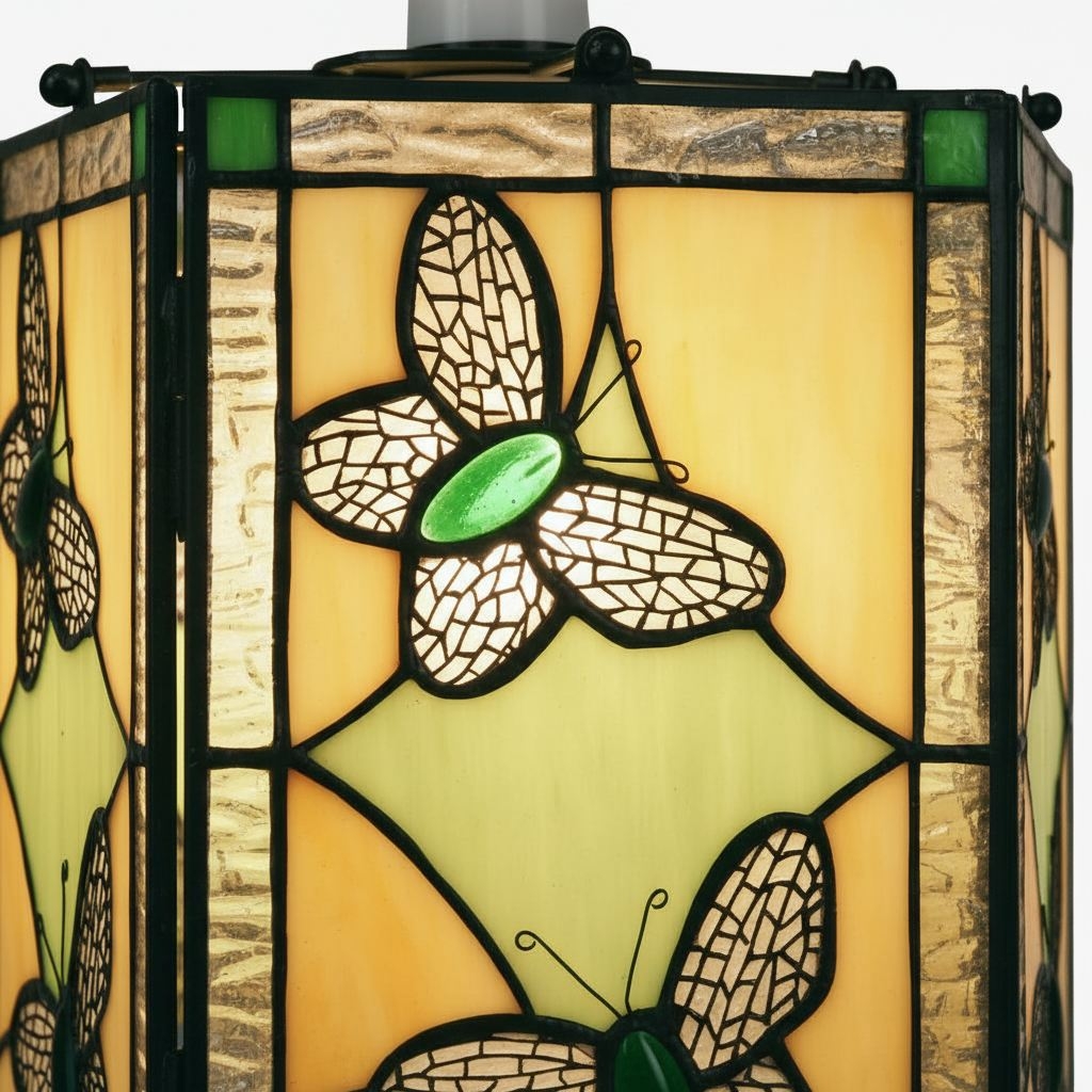 TF Butterfly Pendant Lamp - Artistic Stained Glass Pendant Light for Living Room or Bedroom T835