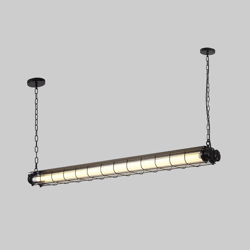 Glass Linearity Chandelier Artisan Clear Cast Iron Metal Sleek Sparkling T020