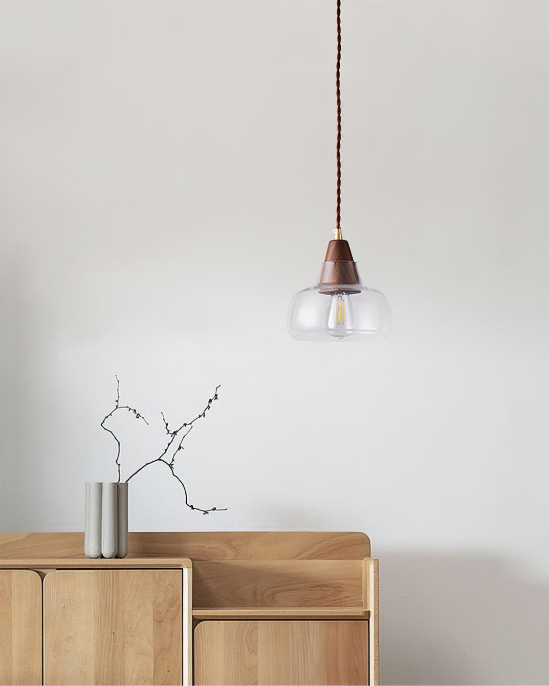 Walnut Glass Pendant Lamp M200