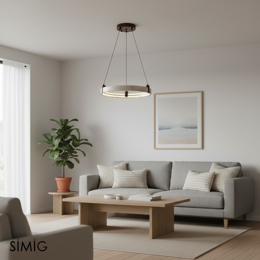 Simple Circular Travertine Pendant Lamp G29