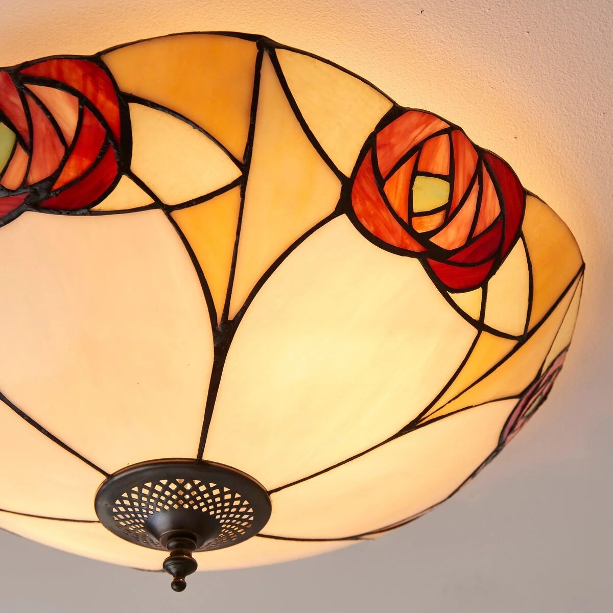 TF Ingram Handcrafted Stained Glass Ceiling Lamp - Vintage Art Deco Tiffany Light for Dining Room T1020