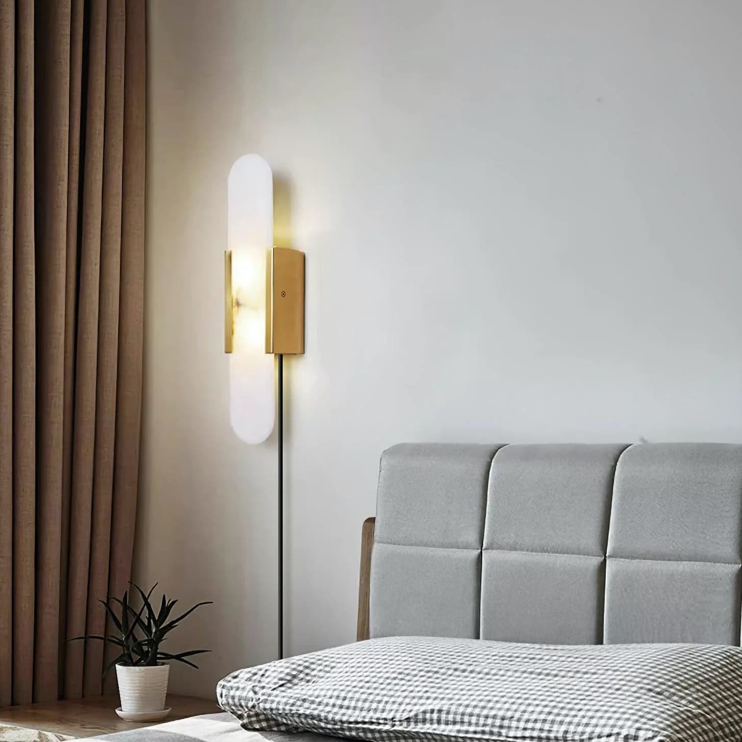 Alabaster Elongated Plug In Wall Lamp M135