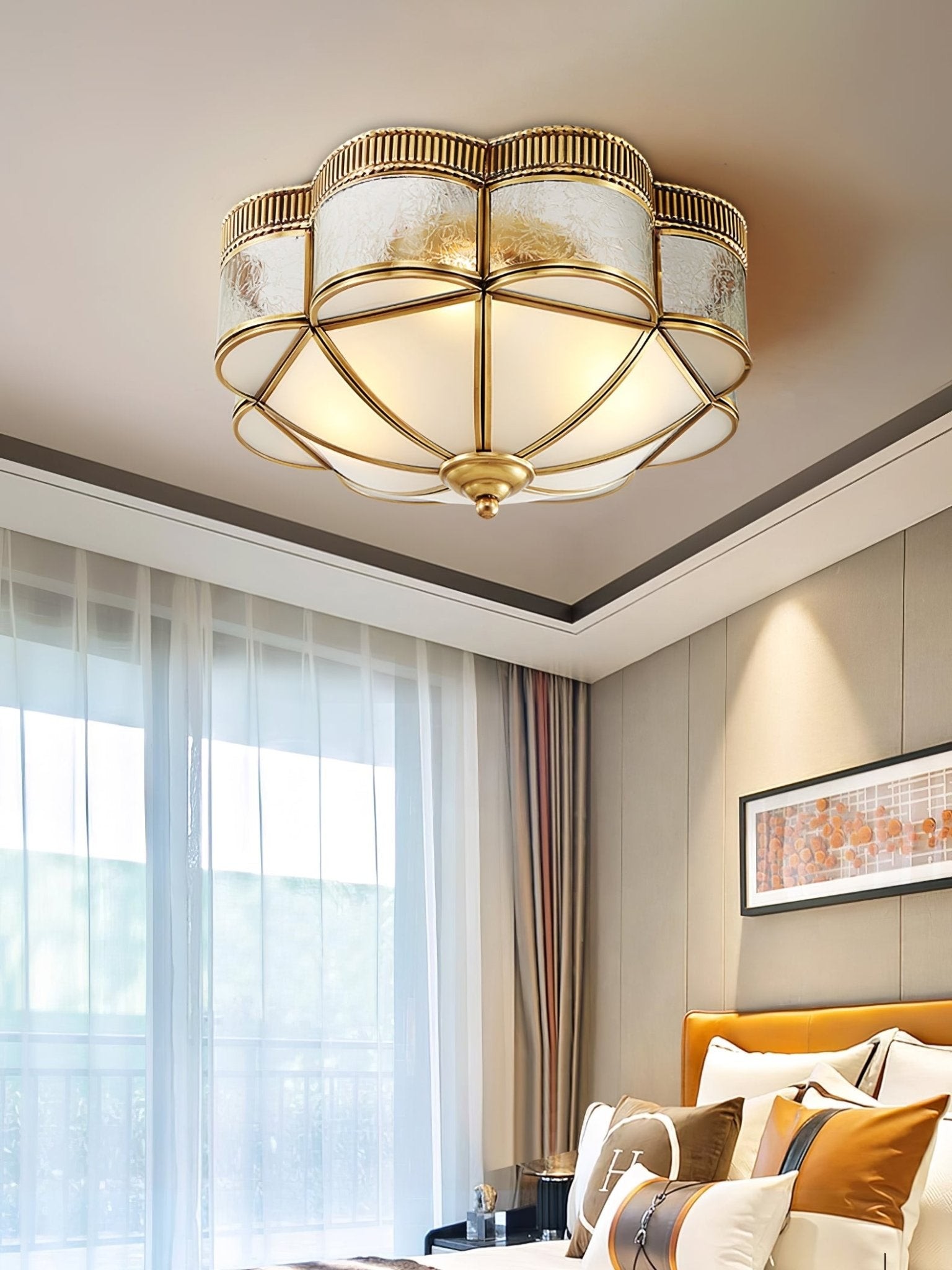 Brass Domed Flush Ceiling Lamp M470