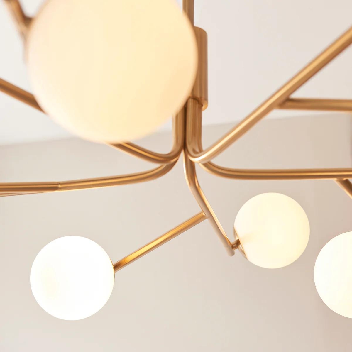 Tivara Mid-Century Modern 10-Light Pendant - Chandelier with Globe Shades for High Ceilings T862