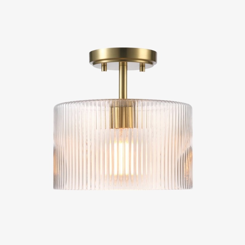 Rivora Ribbed Glass Shade Modern Farmhouse - Semi Flush Ceiling for Hallway U09