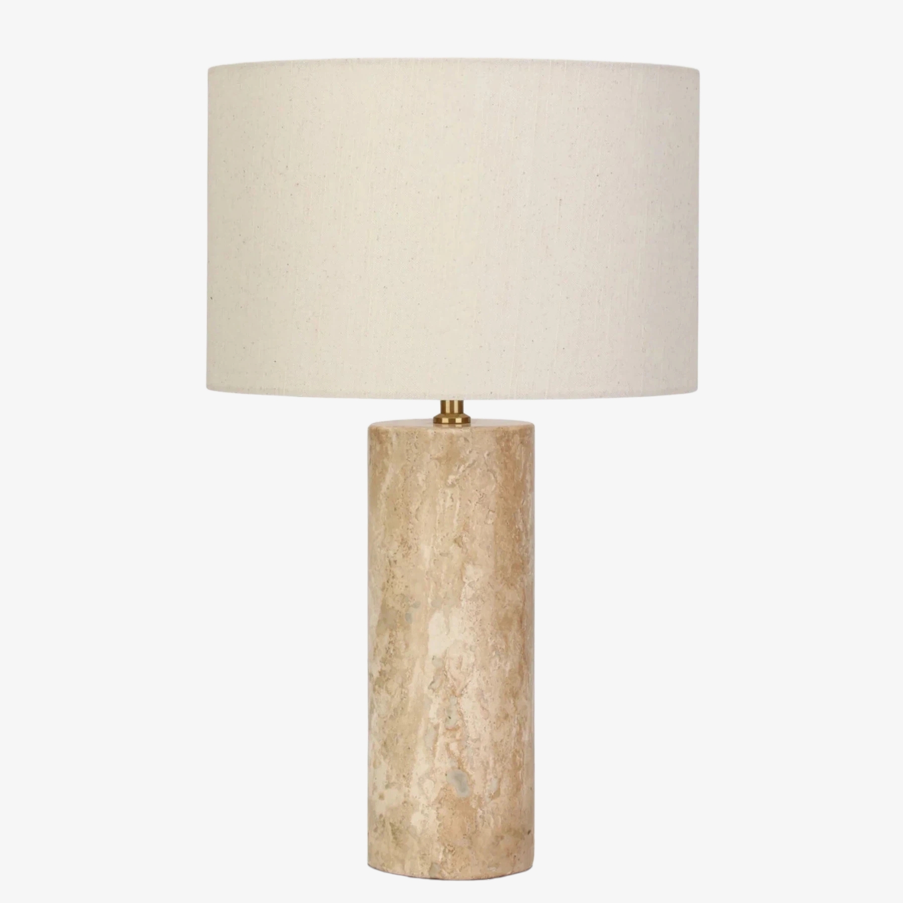 Minimalist Travertine Table Lamp – Linen Shade Bedside Light for Bedroom S409