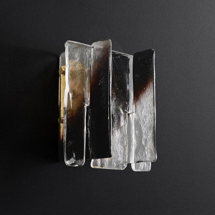 Modern Luxury Rectangle Copper Glass 1-Light Wall Sconce Lamp For Living Room T172
