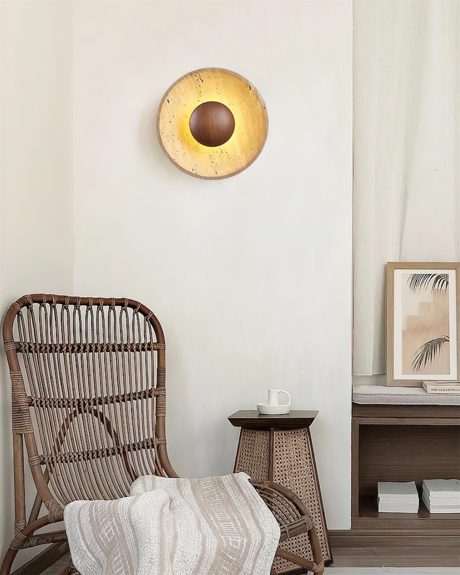 Cream Style Wooden Sphere Wall Lamp M148