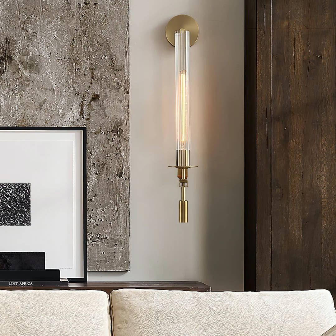 Ribbed Glass Wall Lamp with Slim Metal Base – Classic Meets Modern S229