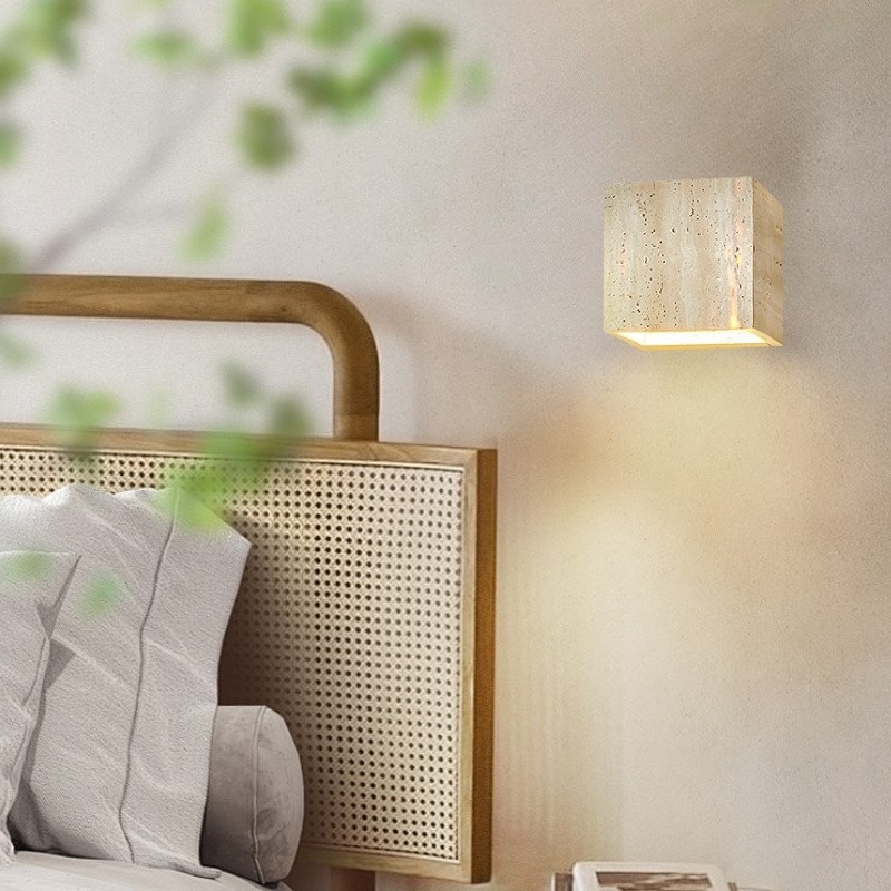 Modern Waterproof Travertine Square Wall Light for Corridors S308