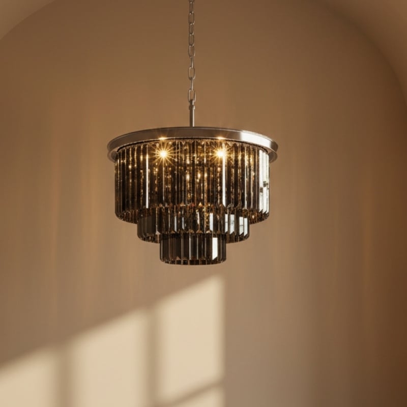 Aurevon Crystal Prism Metal Frame Modern Ceiling Chandelier for Home and Hotel T494