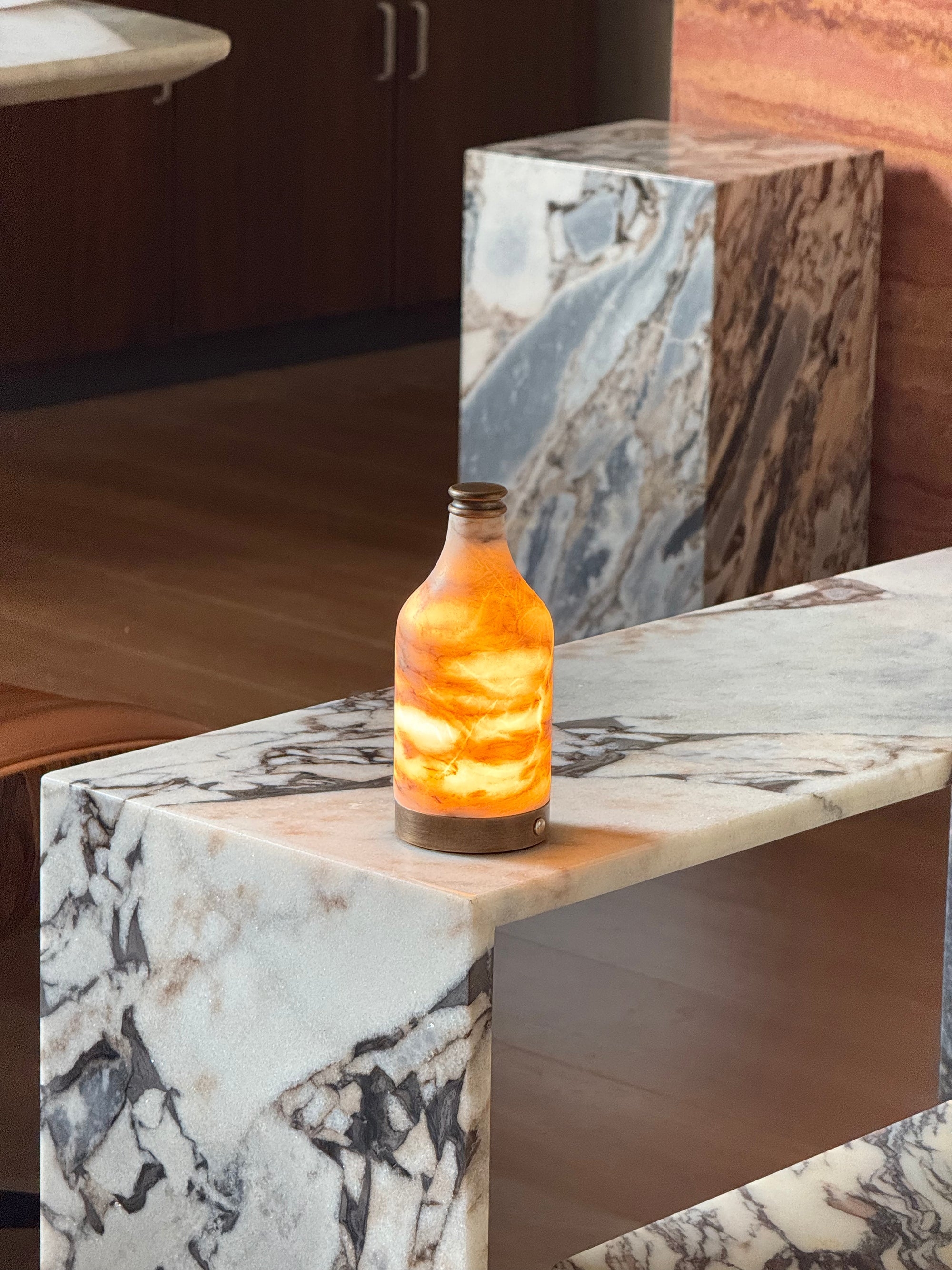 Wine Bottle Alabaster Table Lamp (Built-in Battery) T1893