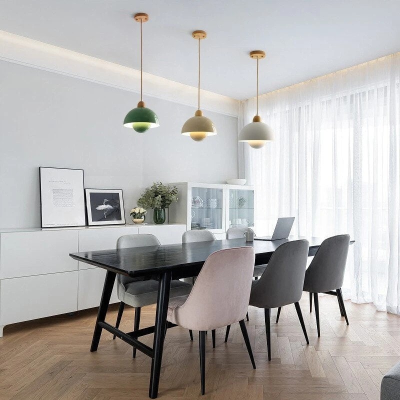 Macaron Flower Wooden & Metal Pendant Light S182