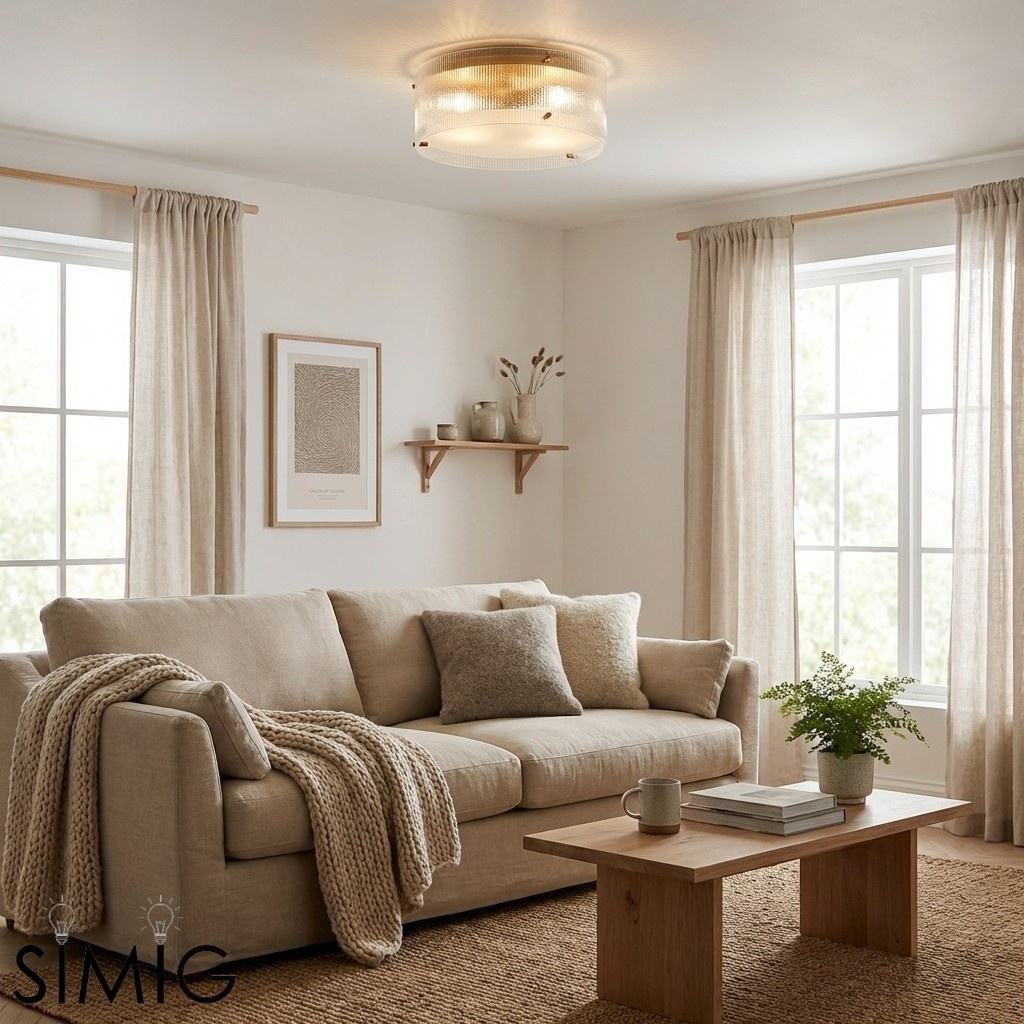 Glimmerove Fluted Glass Flush Mount Light - Modern Ceiling Fixture  T1101