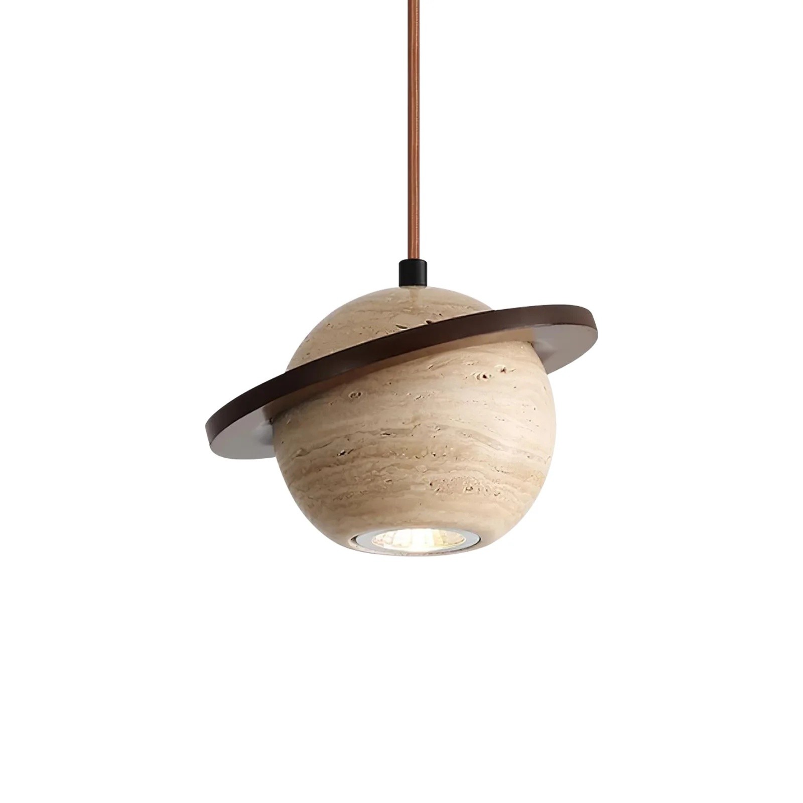 Saturn Pendant Light In Travertine With Warm Ambient Glow S286