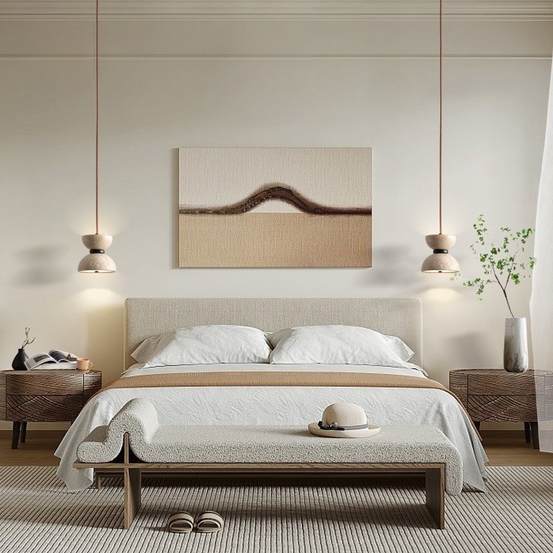 Modern Scandinavian Hourglass Pendant Lamp with Travertine S263