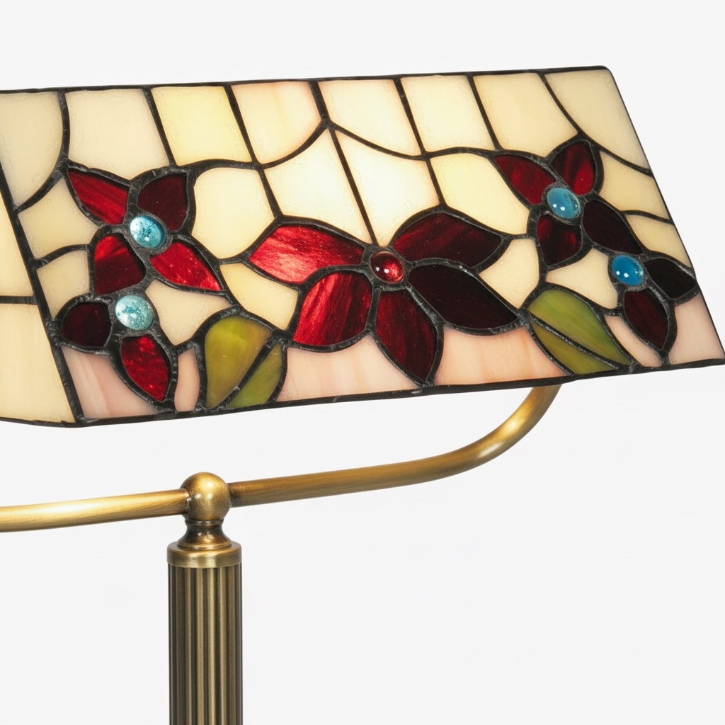 TF Camillo Dragonfly Table Lamp Stained Glass Scalloped Edge - Tiffany Style Art Nouveau T980