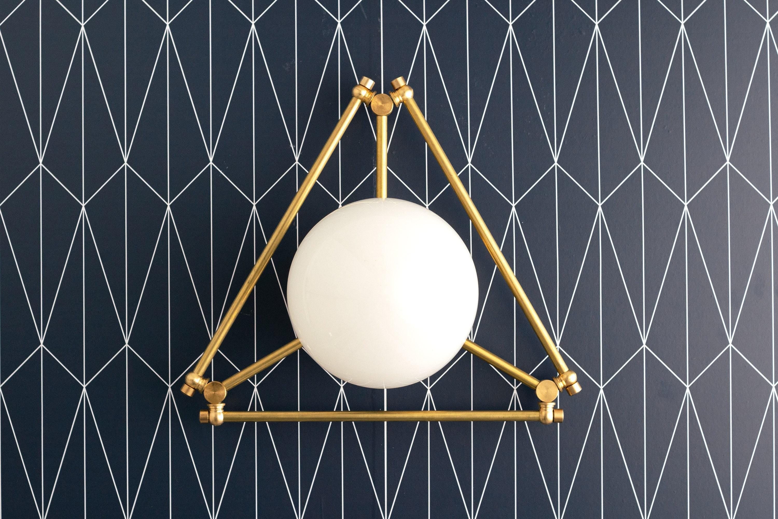 Glorica Glass Geometric Brass Ceiling Light - Hand-Blown Globe Design T363