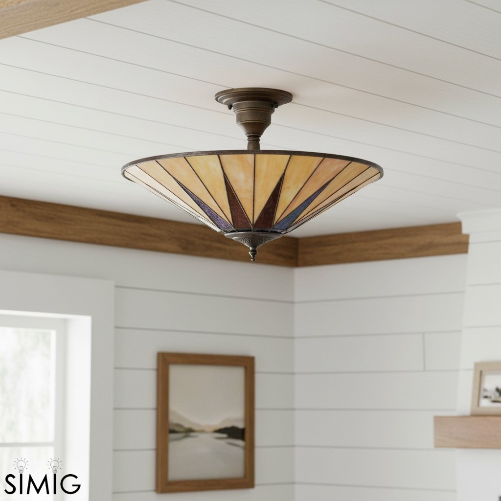 TF Dark Star Geometric Star Ceiling Light - Tiffany Style for Hallway T637