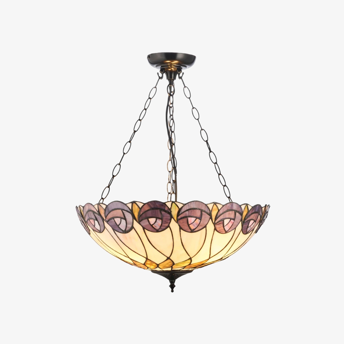 TF Hutchinson Tiffany Pendant - Inverted Art Glass Adjustable Ceiling Light for Home T903