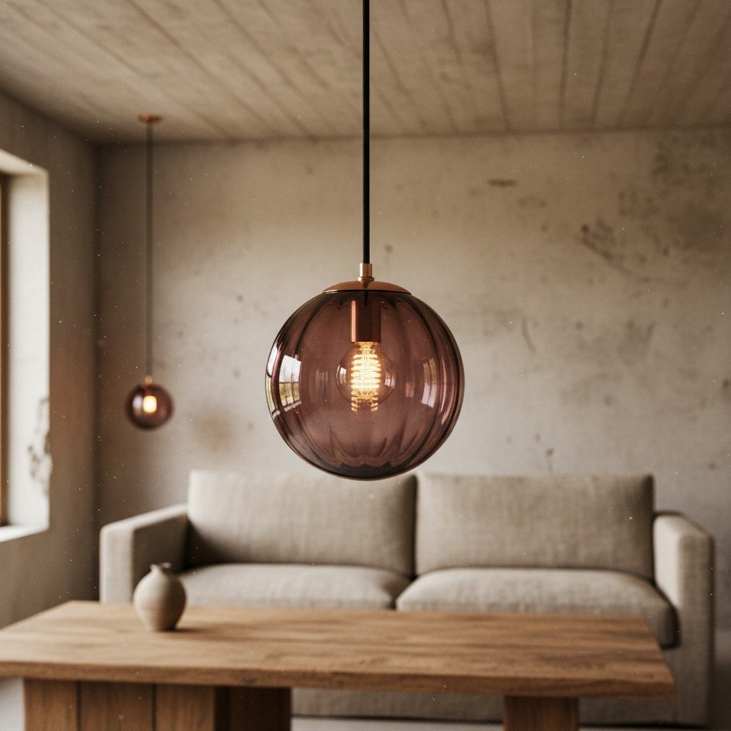 Lunorie Iron Metal Glass Globe Pendant Light - Sculpted Adjustable Pendant for Dining Spaces T570