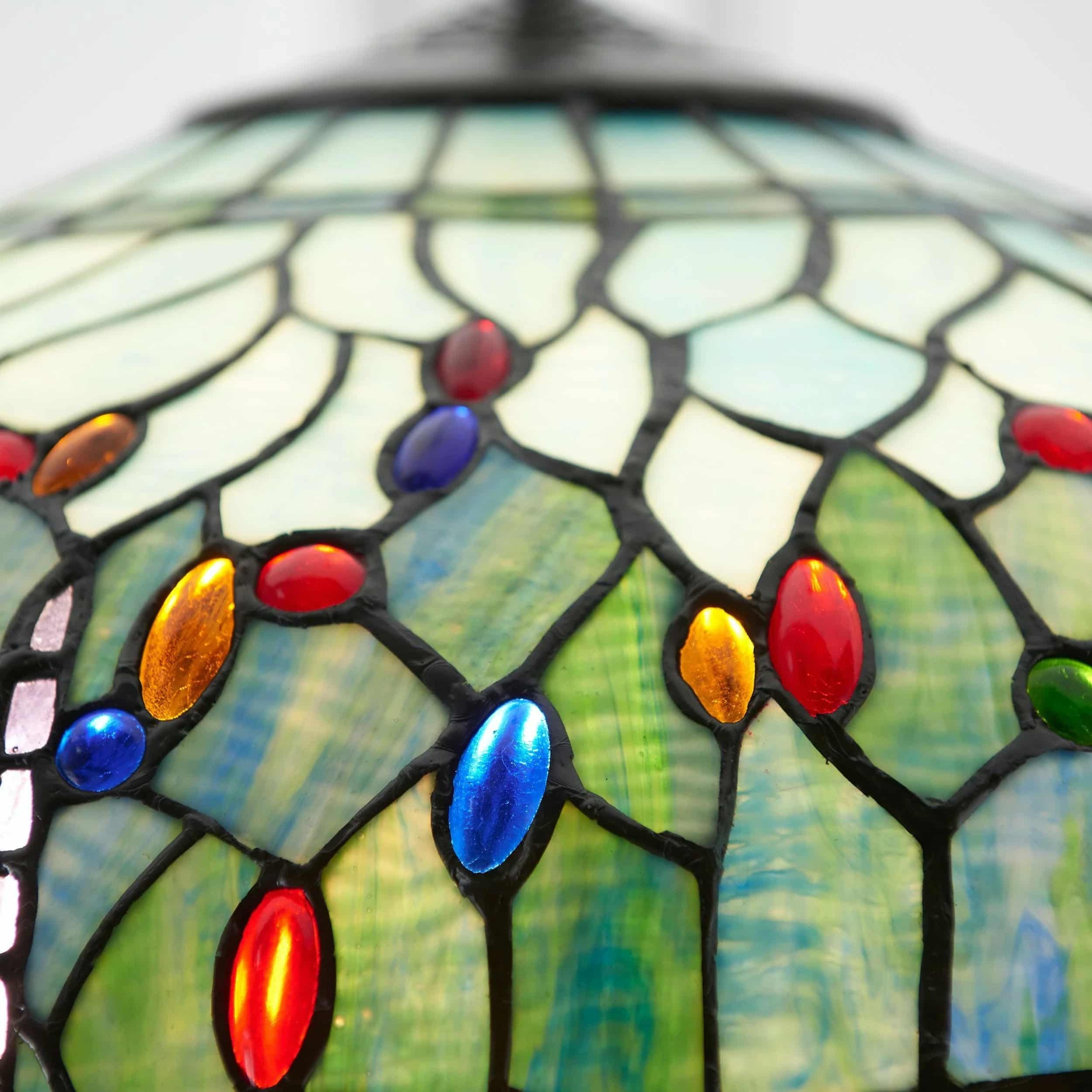 TF Dragonfly Tiffany Pendant Light - Art Nouveau Stained Glass Pendant for Living T849