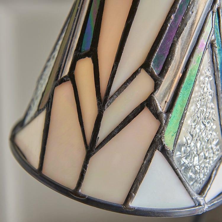 TF Astoria Tiffany Table Lamp - Curved Swan-Neck Arm Art Deco Glass Shade for Desk T1023