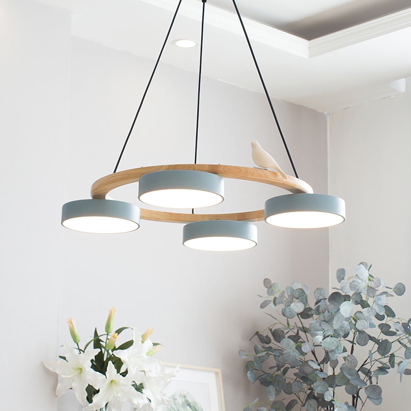 Nordic Wooden Bird Creative Round Chandelier S206